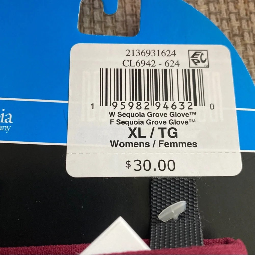 Columbia Burgundy Fleece Gloves with Multicolor Geometric Print XL